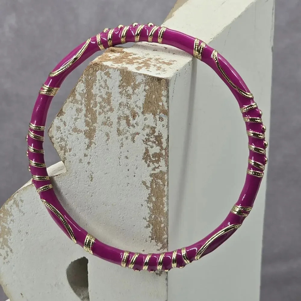 Purple Gold Solid‎ Single Metal Solid Bracelet Costume Fashion Jewelry JB4-8